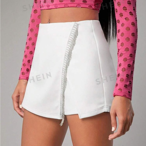 Fringe Trim Asymmetrical Skort - Picture 4 of 4